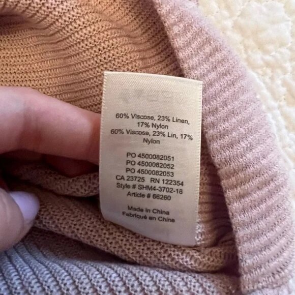 Aritzia Wilfred Coline Dolman Sleeve Ribbed Dusty Blush Pink Linen Blend Sweater - Picture 7 of 12